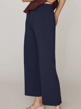 Like New—Anthropologie Maeve Colette Knit High-Rise Wide-Leg Cropped Pants Black